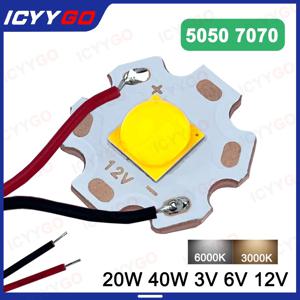 20W 40W 높은 전원 LED 5050 7070 구슬 다이오드 3V 6V 12V 케이블 손전등 부품에 적합 자전거 자동차 헤드라이트 액세서리