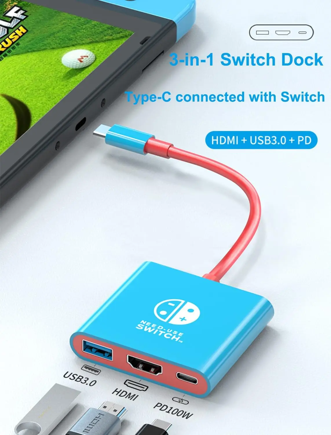 USB-C-HDMI 어댑터는 4K/1080P TV 모드 전환이 가능하며 다양한 모델과 호환됩니다.