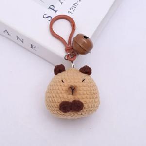 Kawaii 수제 Capybara 가방 펜던트 만화 크로 셰 뜨개질 니트 인형 열쇠 고리 매달려 장식 자동차 열쇠 고리 선물