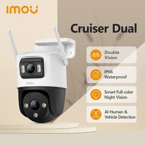 IMOU 크루저 듀얼 렌즈 야외 PT 카메라, 홈 보안 IP 카메라, AI 인간 및 차량 감지 감시 카메라, 10MP 듀얼 렌즈
