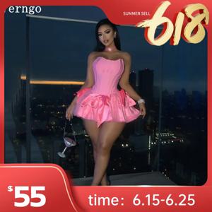 Verngo 핑크 새틴 미니 생일 파티 드레스 Strapless 섹시한 칵테일 드레스 졸업 활 밤 파티 가운 2025 맞춤형