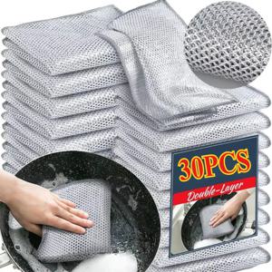 30PCS 매직 청소 천 두꺼운 양면 금속 강철 와이어 넝마 주방 접시 냄비 Washdishing 천 수건 청소 도구