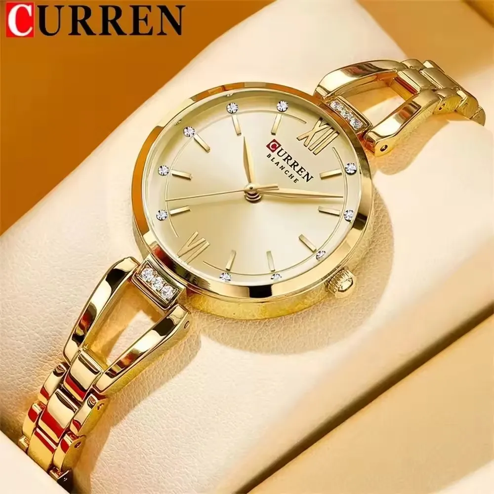 Curren 9092 여성용 럭셔리 30mm 골드 시계 다이아몬드 여성용 쿼츠 시계 방수 스테인레스 스틸 여성 часы женские наручные
