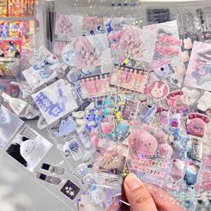 9pcs 반짝이 플래시 Y2K 스티커 귀여운 Toploder 저널링 장식 스티커 전화 카메라 레이저 Kawaii 스티커 선물