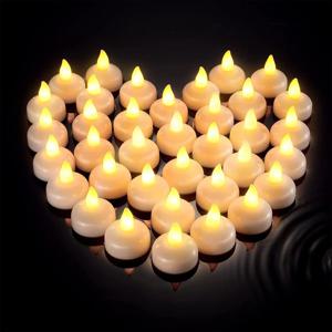 12Pcs 깜박이는 Flameless LED 촛불 빛 램프 방수 물에 떠있는 LED 차 빛 배터리 수영장 욕조에 운영