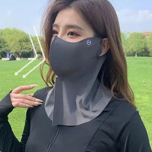 여성 여름 자외선 차단 목 스카프 아이스 실크 페이스 마스크 커버 야외 랩 커버 스포츠 사이클링 증거 선 스크린 방진 베일