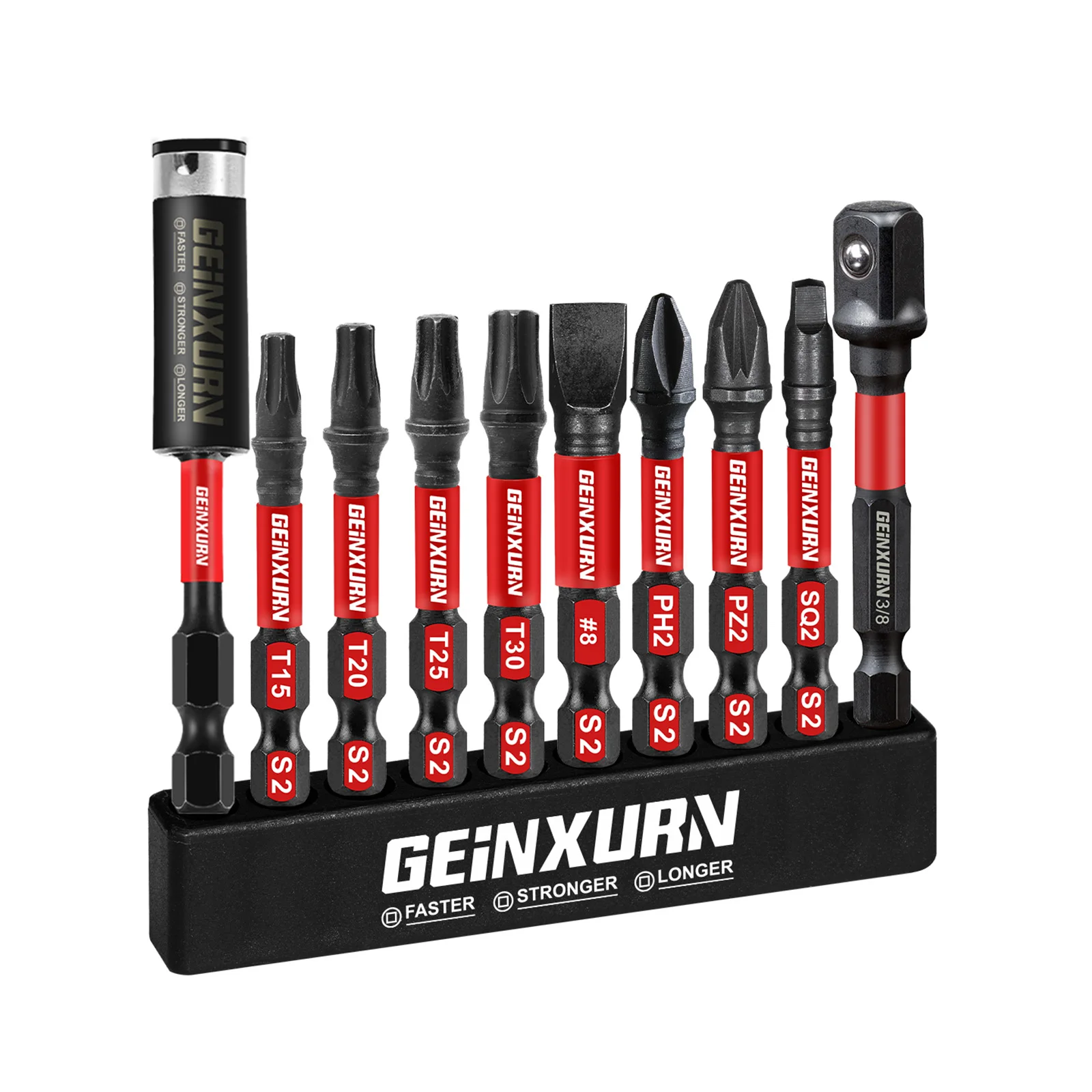 Geinxurn 혼합 2인치 임팩트 X50 전원 드라이버 비트 세트, S2 합금강 비트(보관 정리함 포함)