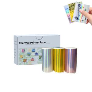 Phomemo/PeriPage 프린터, 저널 사진 노트, DIY 공예 스티커 용 53mm 홀로그램 감열지 실버/퍼플/골드