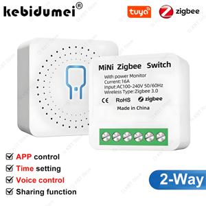 ZigBee 16A 스마트 스위치 Tuya 스마트 홈 자동화 미니 DIY 차단기 릴레이 모듈 양방향 제어 조명 음성 Alex Googl과 함께 작동
