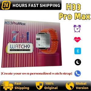 새로운 H33 ProMax 2.2HD Amoled Square 스마트워치, 7개 스트랩, 블루투스 통화, 건강 모니터링, IP68 방수