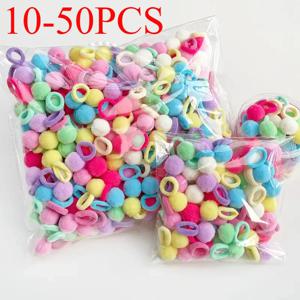 10/50Pcs 여자 여자 다채로운 나일론 탄성 헤어 밴드 포니 테일 홀드 작은 HairTie 고무 밴드 Scrunchie 키즈 헤어 액세서리