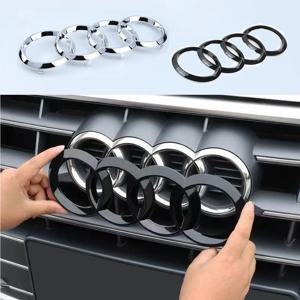 아우디 4링 ABS 자동차 후드 앞 보닛 그릴 뒤 트렁크 엠블럼 블랙/실버 로고 배지 스티커 A3 A4 A5 A6 A7 Q2 Q3 Q5 Q8 TT 용