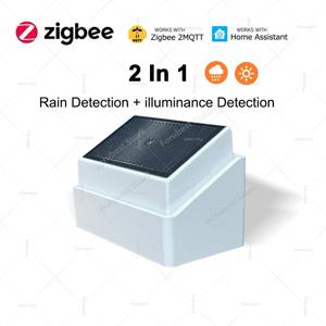 Tuya/Home Assistant/Zigbee2MQTT 장면 연결을위한 밝기 광 감지 기능이있는 2 In1 Zigbee 빗방울 감지기 강우 센서