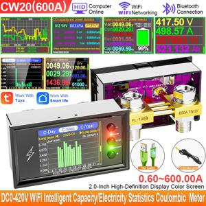 A16Q-DC0-420V 600A/420V 디지털 리튬 배터리 용량 테스터 Wifi Tuya 스마트 DC 디스플레이 전압 쿨롱 미터