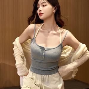가짜 두 개의 목걸이 캐미솔, 매운 소녀 조끼 여성 여름 의상 겉옷 이너웨어 베이스