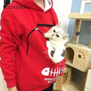 겨울 후드 티 스웨터 남자 여자 동물 주머니 후드 풀오버 블라우스 탑 레이디 캐리 개 고양이 통기성 스웨터 3XL
