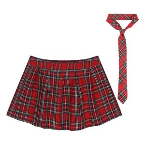 여자 지퍼 격자 무늬 Pleated 미니 스커트와 넥타이 일본 여학생 유니폼 스커트 코스프레 의상 멋진 드레스 볼 복장