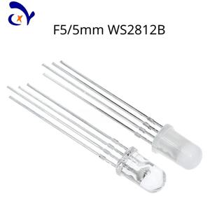 50PCS 고휘도 WS2812B 플러그인 램프 비즈: F5RGB 내장 IC 5V 프로그래밍 가능 직접 삽입 5MM 컬러 풀 컬러 LED