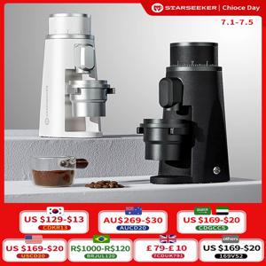 STARSEEKER EDGE 티타늄 버 커피 그라인더 48MM 에스프레소 버 무단 미세 조정 전기 커피 그라인더 블랙