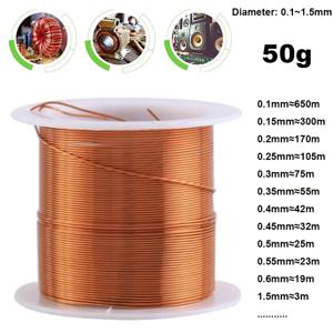 1-3롤 50g 구리 와이어 0.1~1.5mm 케이블 구리 와이어 자석 와이어 구리 래커 와이어 에나멜 구리 권선 와이어
