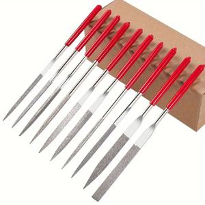 10Pcs 다이아몬드 바늘 파일 세트 3x140mm 미니 바늘 파일 키트 돌 유리 금속 조각 공예 손 도구 바늘 파일 세트