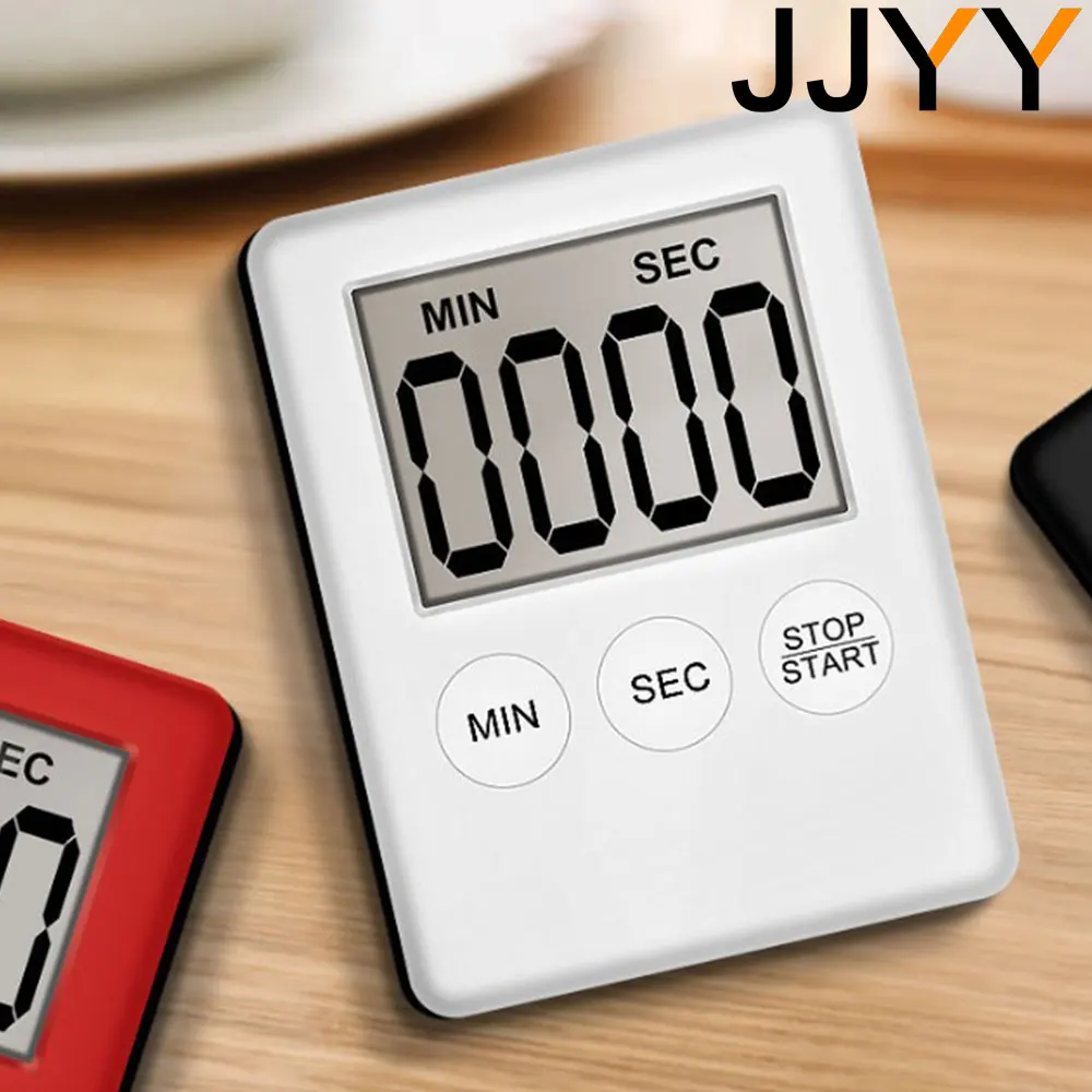 JJYY 슈퍼 미니 LCD 디지털 디스플레이 주방 타이머, 사각형 주방 카운트다운 알람 자석 시계, 수면 스톱워치 시계 타이머