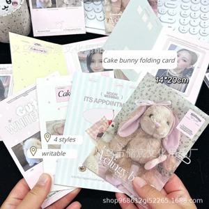 10Pcs 한국어 Ins 귀여운 케이크 토끼 접는 카드 Kpop 3 인치 Photocard 홀더 쓰기 가능 판매 카드 DIY 장식 포장 고정 보드