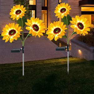 1/3 머리 LED 태양 시뮬레이션 해바라기 조명 정원 마당 잔디 야간 조명 조경 램프 홈 인테리어 꽃 빛