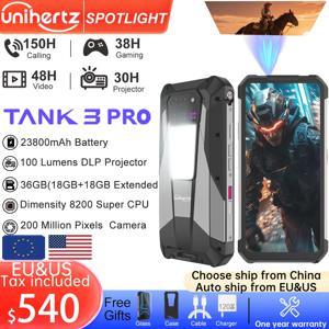 Unihertz Tank 3 Pro 8849 견고한 5G 스마트폰 안드로이드(100루멘 프로젝터 포함) 32GB 512GB 23800mAh 6.79인치 FHD 방수 전화기
