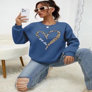 레오파드 와일드 하트 패턴 프린트 여성 운동복 스트리트 모피 라이너 풀오버 Hipster 의류 All-Match Crewneck Tracksuit