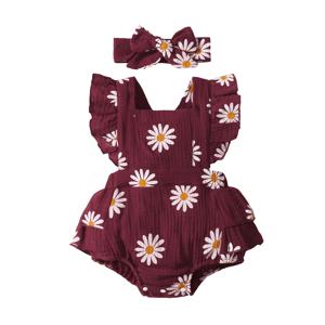 여름 신생아 유아 0-18 개월 아기 소녀 Romper 해바라기 인쇄 민소매 귀여운 어린이 Onepiece Jumpsuit