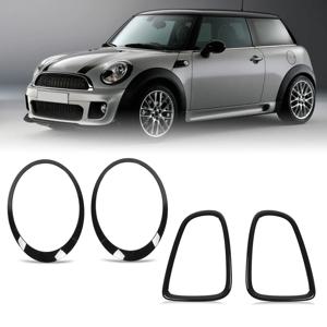 자동차 헤드라이트 미등 서라운드 커버 트림, 글로스 블랙 교체, 미니 R56 R57 R58 R59 쿠퍼 S JCW 2007-2015, 4 개