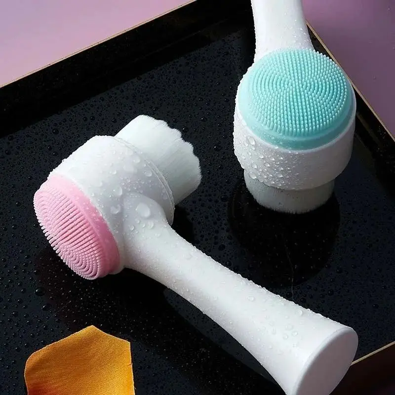 3D 양측 실리콘 페이셜 클렌저 수동 마사지 페이셜 브러시 소프트 브리스톨 실리콘 양면 페이스 브러쉬