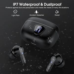 UYUXIO 이어 버드 무선 이어 버드 BT 5.4 헤드폰 48H 재생 iPhone Andriod 폰용 LED 디스플레이 이어폰이 장착 된 마이크 내장