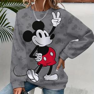 미키 마우스 프린트 여성 후드 티 스웨터 streetwear 귀여운 대형 후드 풀오버 자른 후드 여성 y2k