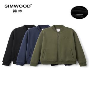 SIMWOOD 2024 오버사이즈 정전기 방지 따뜻한 플리스 라이너 재킷, 남성 야구 코트, 봄버 재킷, 400gsm 가을 겨울 신상