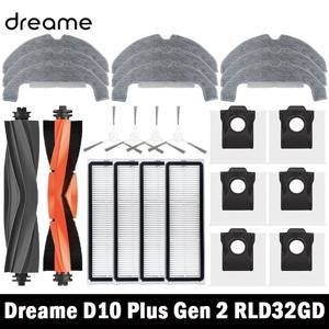 Dreame D10 Plus Gen 2 RLD32GD 로봇 진공 예비 부품 소모품 메인 사이드 브러시 Hepa 필터 걸레 천 먼지 봉투 액세서리