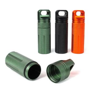 알루미늄 합금 EDC 방수 생존 케이스, 캡슐 씰, 병 홀더, 도구, 야외 캠핑 액세서리