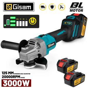Gisam 7Gears 브러시리스 전기 앵글 그라인더 125MM 충전식 앵글 그라인더 Makita 18V 배터리 핀 용 연마 전동 공구