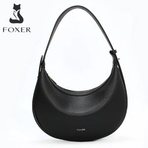 FOXER 여성 패션 작은 어깨 가방 레이디 크로스 바디 핸드백 로고가있는 하프 문 겨드랑이 가방 아내를위한 완벽한 선물
