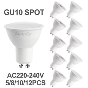 5/8/10/12pcs 디 밍이 가능한 GU10 Led 스포트라이트 220V 따뜻한 빛 3000K 4000K 6000K 디밍 전구 교체 50W 할로겐 램프 홈 derection