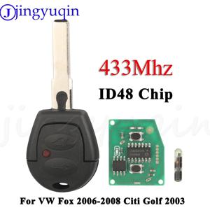 Jingyuqin 원격 키리스 엔트리 자동차 키 433Mhz ID48 칩, VW Fox 2006-2008 Citi 골프 2003 4Z0959753C Aoto Fob 컨트롤, 2 버튼