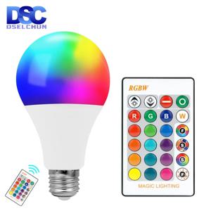 16 색 E27 RGB LED 전구 룸 Graden 파티에 대 한 원격 제어 스마트 전구 램프 조 광 기 빨간색 녹색 파란색 흰색 전구