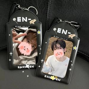 블랙 En 카드 홀더, Kpop EN 포토 카드 홀더 무광택 질감 PC 스토리지 쇼 스타 아이돌 상품 EN 팬에게 적합