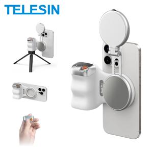 TELESIN 전화 카메라 촬영 핸드 그립 자기 스마트 폰 홀더 촬영 보조 아이폰 안드로이드 전화에 대한 원격 제어 핸들
