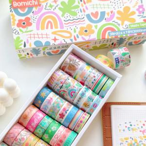 38 롤 다채로운 Washi 테이프 세트 3M 길이 장식 마스킹 테이프 Scrapbooking DIY 공예 선물 포장에 적합