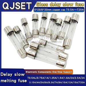 6x30mm/5x20mm 저속 융합 유리 지연 퓨즈 튜브 T0.5A 0.75A 1A 1.25A 1.5A 1.6A 2A 2.5A 3.15A 4A 6.3A 7A 8A 10A 12A 15A ​ 20A 250V를 한국어로 번역하세요.