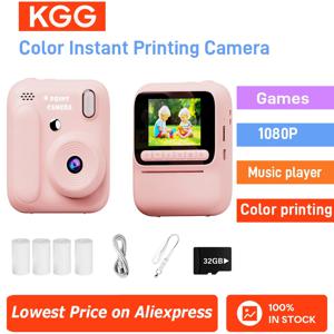 어린이 인스턴트 카메라 컬러 인쇄 카메라 32GB 1080P 열 인쇄 장난감 카메라 인쇄 사진 비디오 게임 음악 어린이 선물