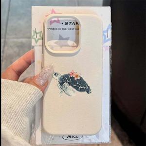 꽃무늬 바다거북 수채화 패턴 아이폰 16 15 14 Pro Max Plus 16E 11 12 13 Pro XR X XS 충격 방지 소프트 케이스