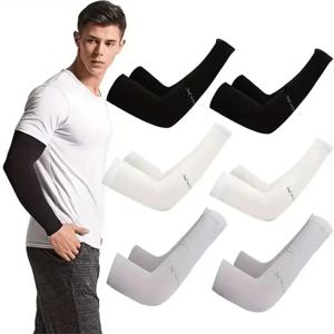 1 Pair Summer Cycling Cooling Ice Silk Arm Cover Arm Sleeves Running Outdoor Sport Sunshade Protection Woman Men Fingerless Glov
